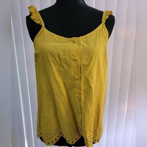 Yellow Lace Strap Sleeveless Top